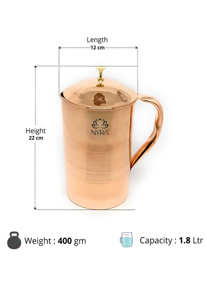 Nyra Kitchenware Nyra Pure Copper Tamba Water Jug with Lid - 1.8 Ltr - Ayurvedic Health Benefits - Image 2